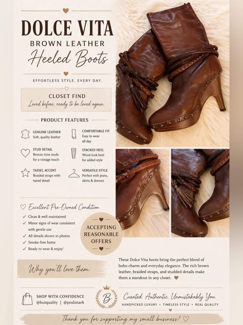 Dolce Vita Brown Leather Heeled Boots